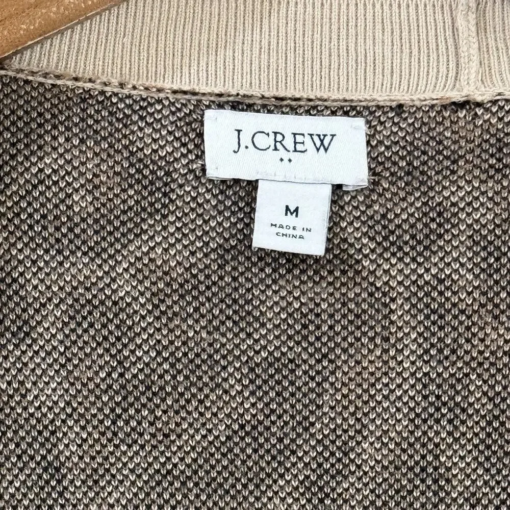 J Crew Leopard Print Cardigan M Long Open Front Cotton Mob Wife Animal print